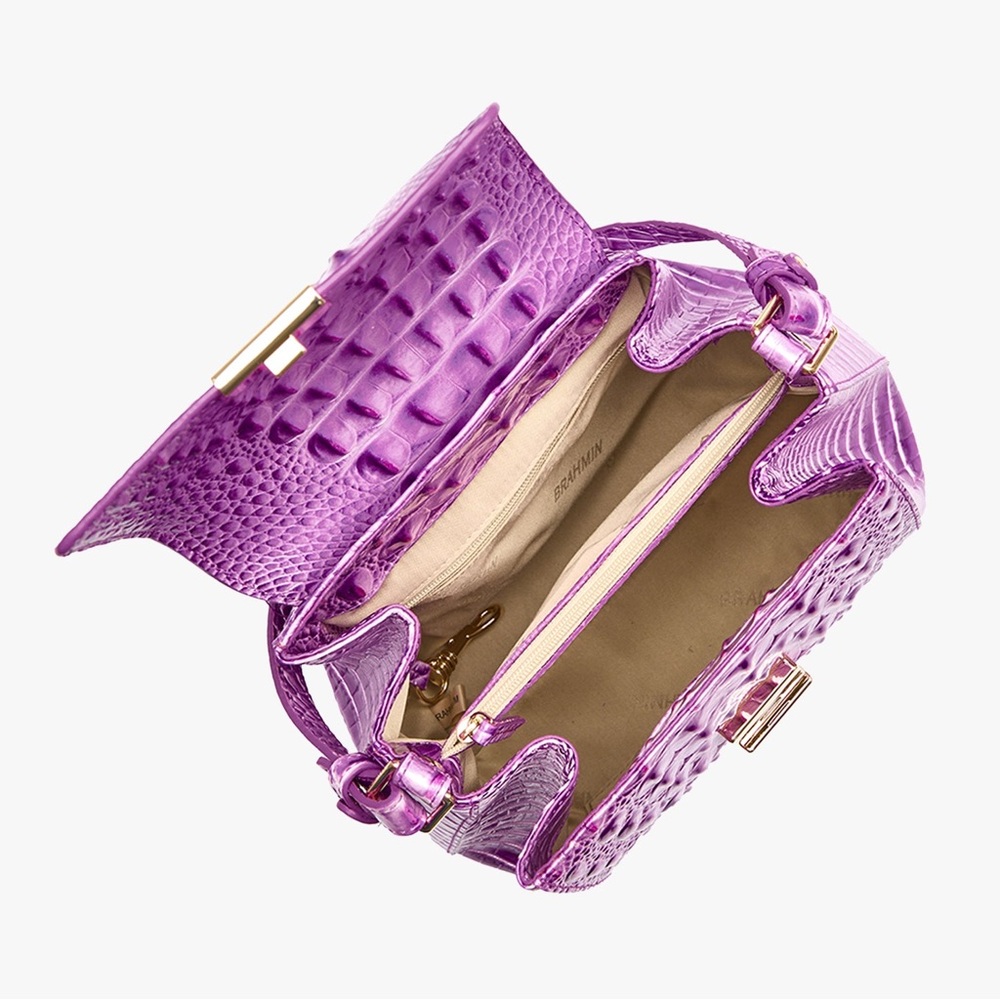 Brahmin Margo Crossbody Shoulder Bag Lilac Essence Melbourne Croc Embossed - Picture 13 of 17